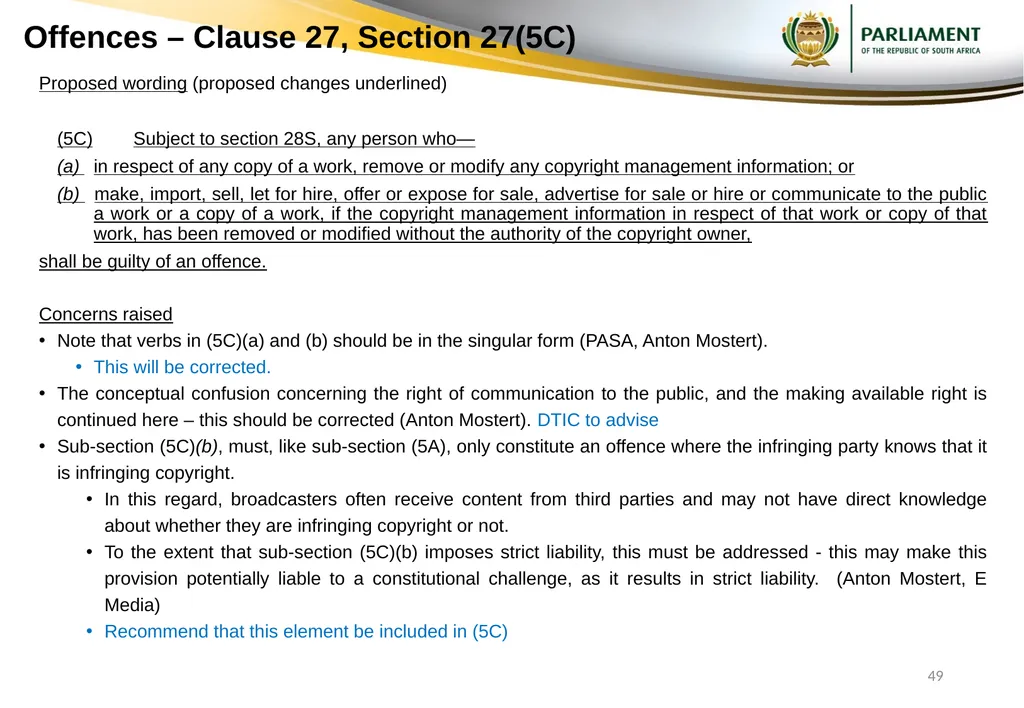 Responses to submissions on Copyright Amendment - slide 49 of 50