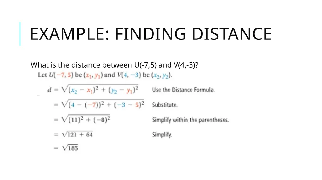 Midpoint and Distance Formulas Midpoint Formula On - slide 9 of 10