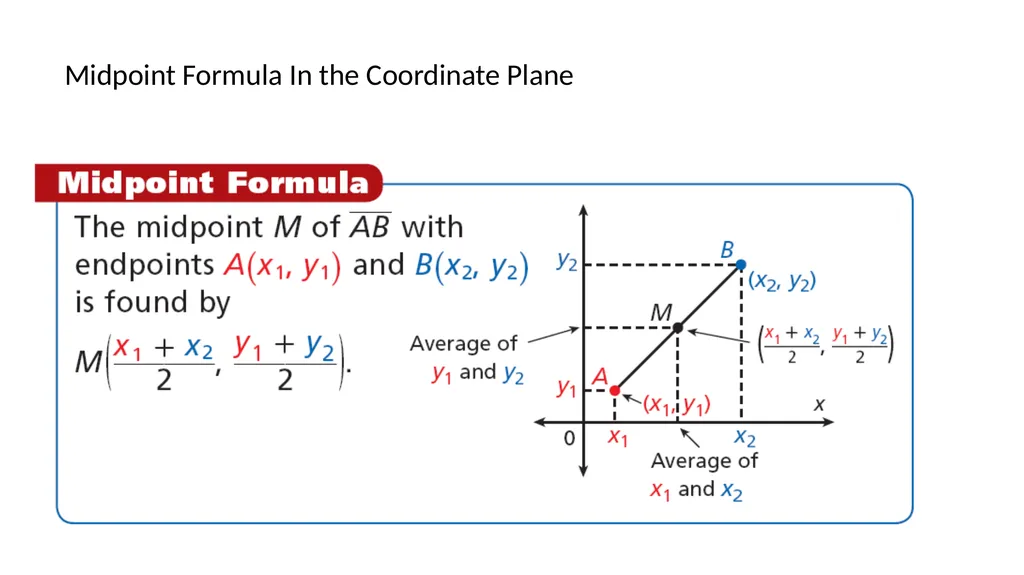 Midpoint Formula, & Distance Formula Warm Up - slide 13 of 23