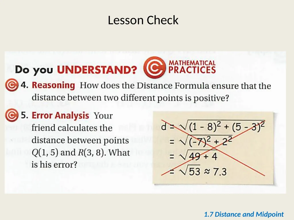 Section 1.7 Midpoint and Distance in the - slide 21 of 21