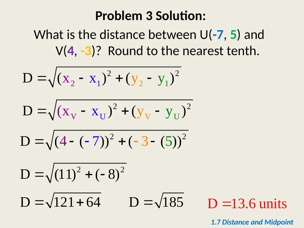 Section 1.7 Midpoint and Distance in the - slide 17 of 21