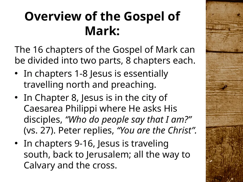 Where is the Gospel of Mark? Find it in the - slide 9 of 12