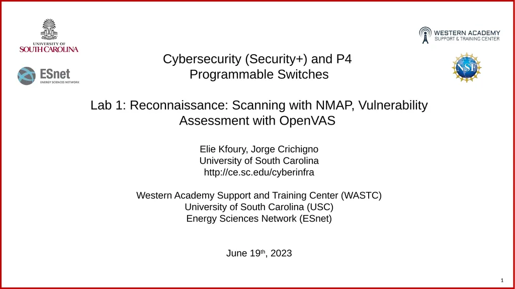 1 Cybersecurity (Security+) and P4 Programmable - slide 1 of 14