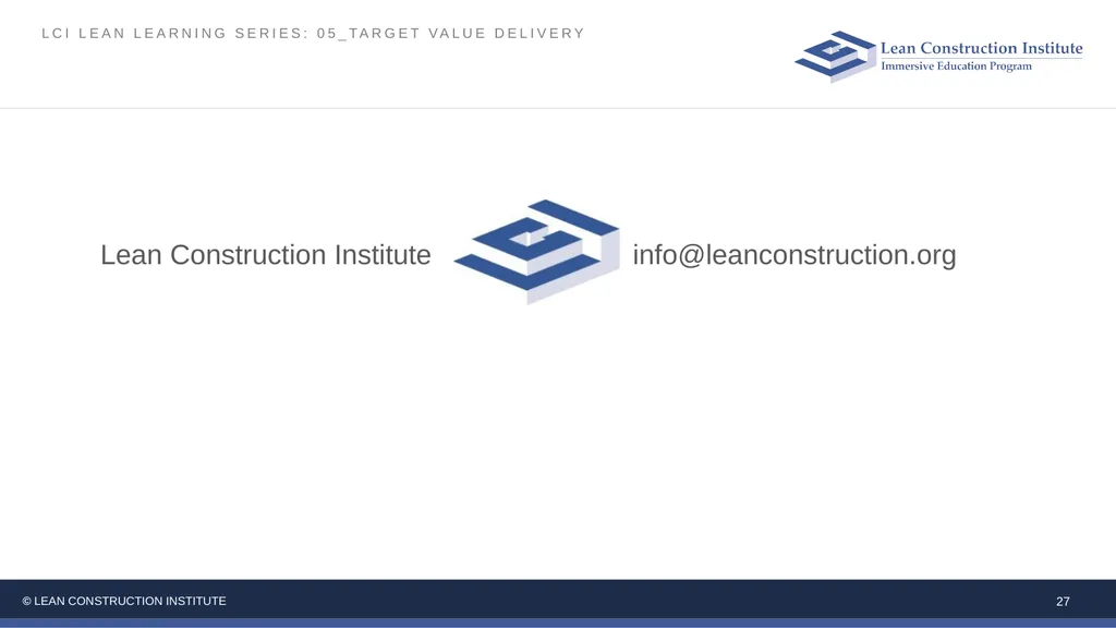 05_Target Value Delivery LCI Lean Learning Series - slide 27 of 27
