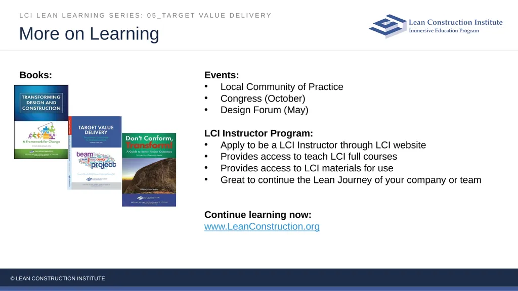 05_Target Value Delivery LCI Lean Learning Series - slide 24 of 27