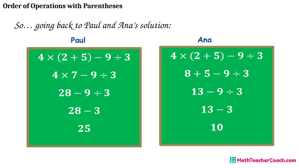 Order of Operations with Parentheses Unit 1 Lesson - slide 22 of 41