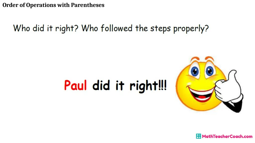 Order of Operations with Parentheses Unit 1 Lesson - slide 23 of 41