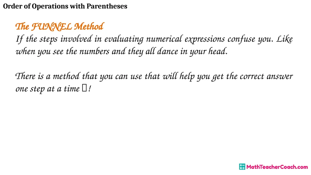 Order of Operations with Parentheses Unit 1 Lesson - slide 30 of 41