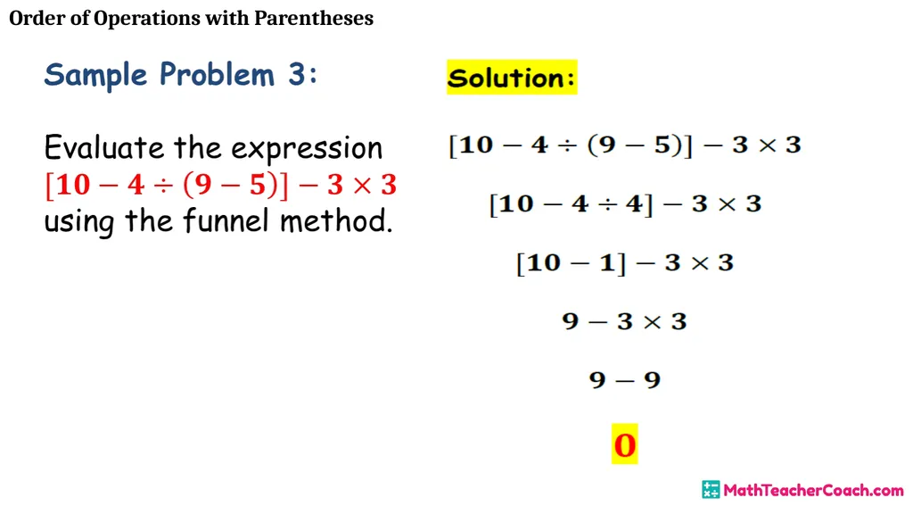 Order of Operations with Parentheses Unit 1 Lesson - slide 35 of 41