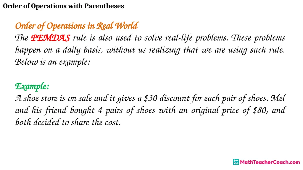 Order of Operations with Parentheses Unit 1 Lesson - slide 36 of 41