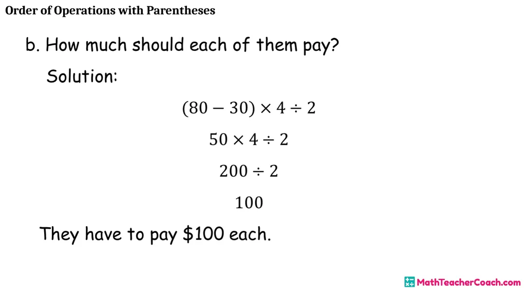 Order of Operations with Parentheses Unit 1 Lesson - slide 38 of 41