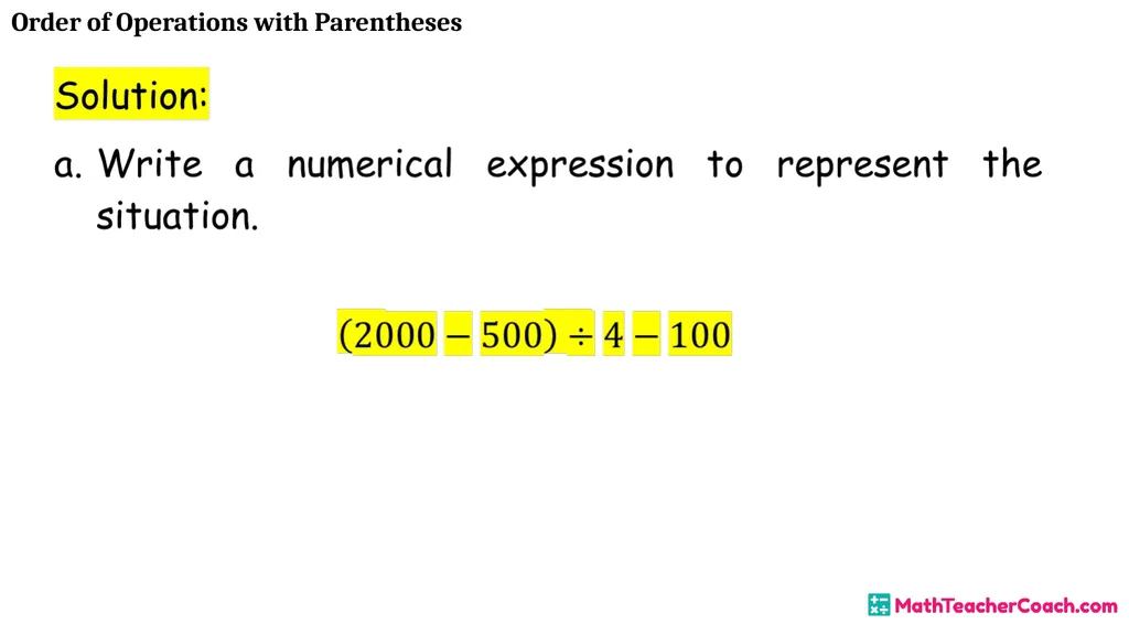 Order of Operations with Parentheses Unit 1 Lesson - slide 40 of 41
