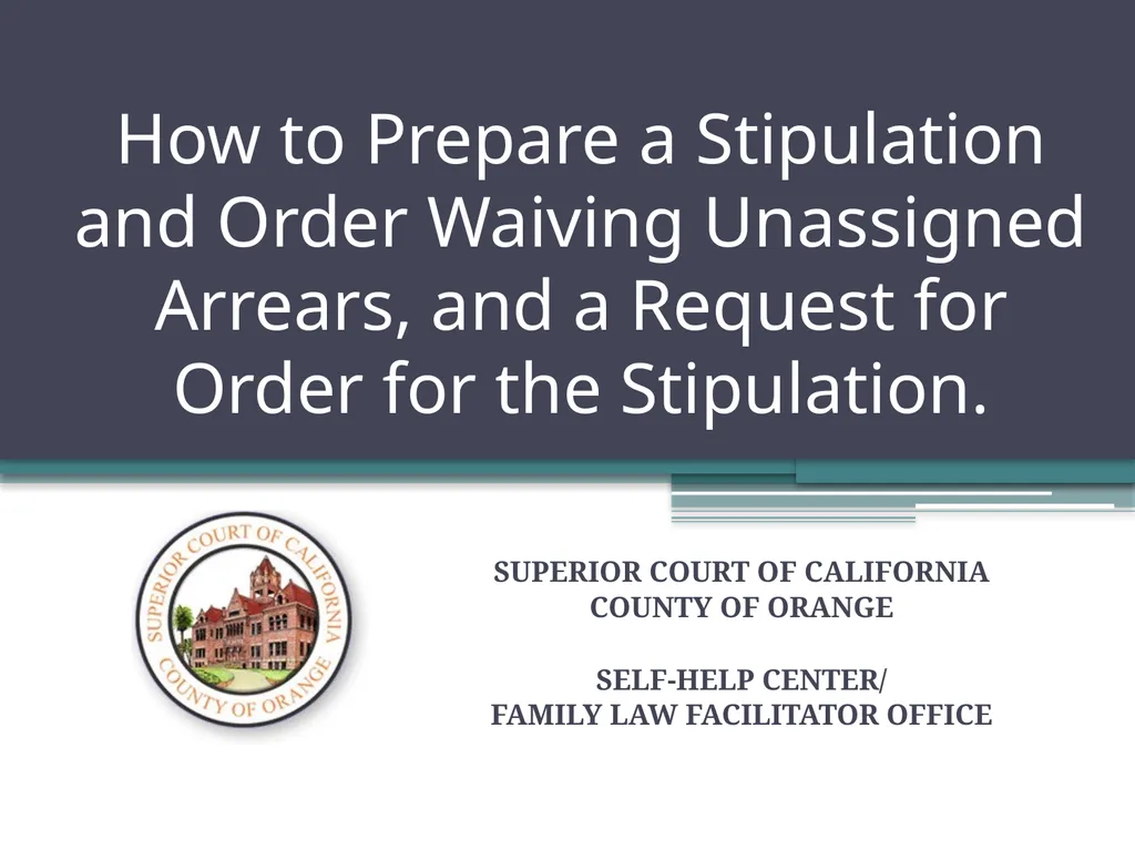 How to Prepare a Stipulation and Order Waiving - slide 1 of 71