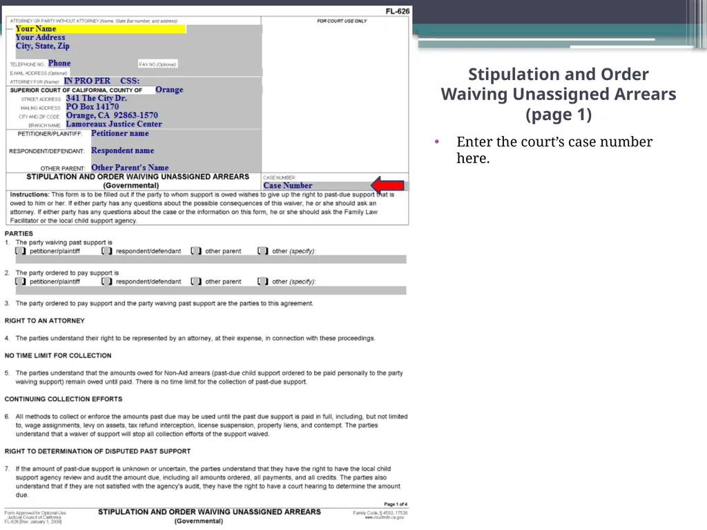 How to Prepare a Stipulation and Order Waiving - slide 7 of 71