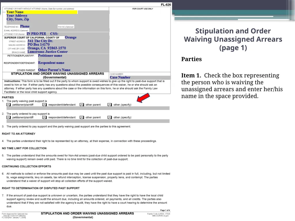 How to Prepare a Stipulation and Order Waiving - slide 8 of 71