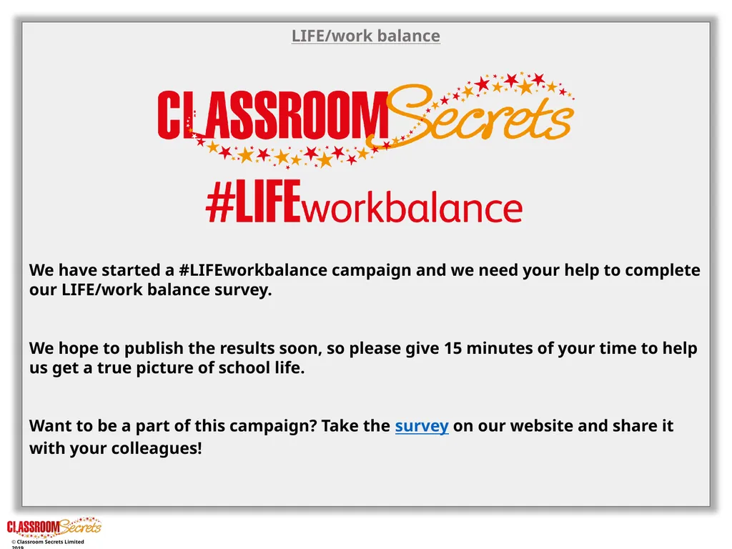 LIFE/work balance We have started a - slide 1 of 21