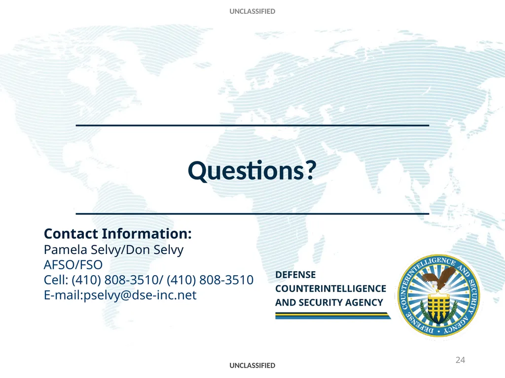 UNCLASSIFIED DCSA Foreign Travel Briefing - slide 24 of 24