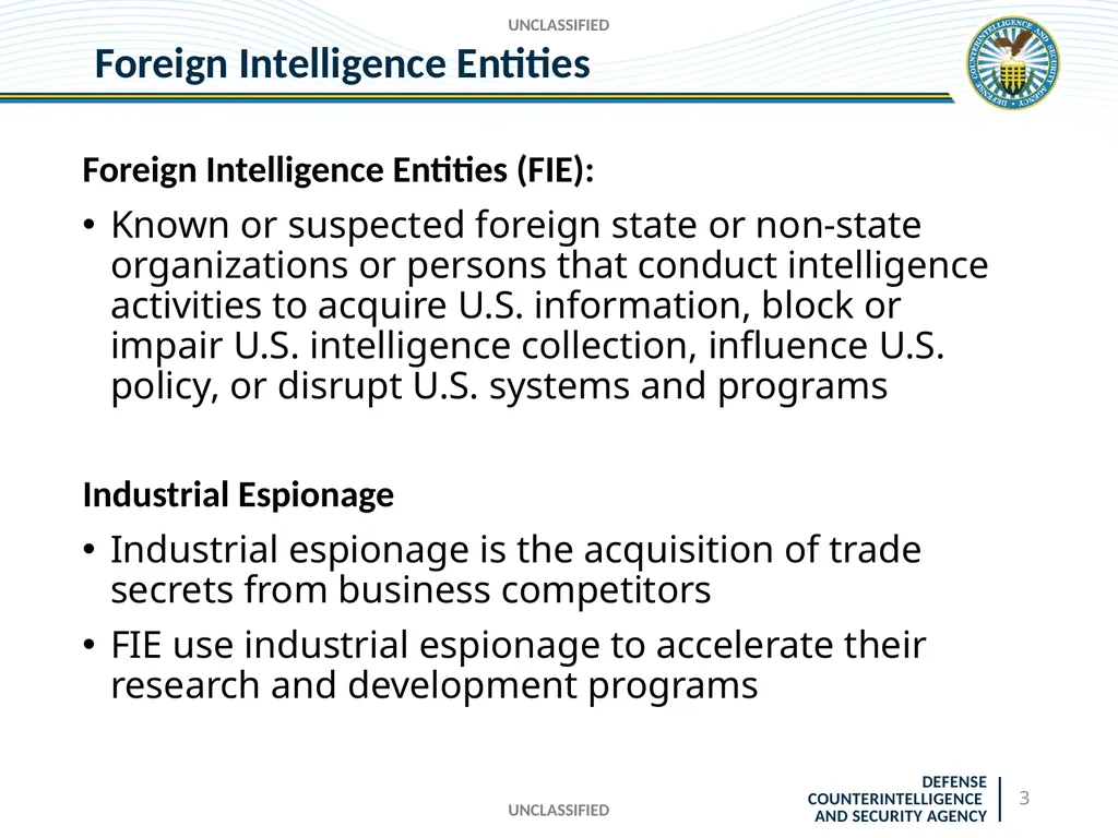 UNCLASSIFIED DCSA Foreign Travel Briefing - slide 3 of 24