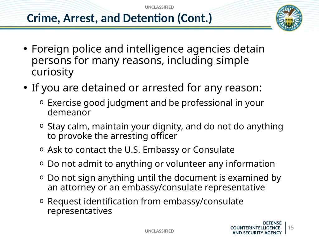 UNCLASSIFIED DCSA Foreign Travel Briefing - slide 15 of 24