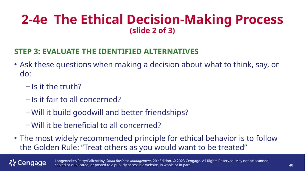 Small Business Management, 20e Chapter 2: - slide 40 of 50
