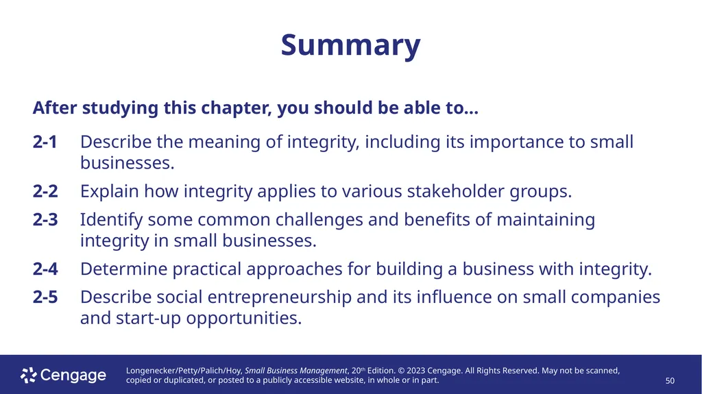 Small Business Management, 20e Chapter 2: - slide 50 of 50