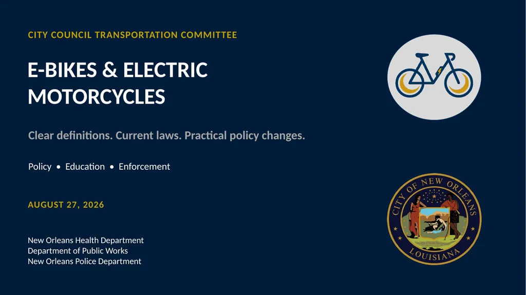 CITY COUNCIL TRANSPORTATION COMMITTEE E-BIKES & - slide 1 of 16