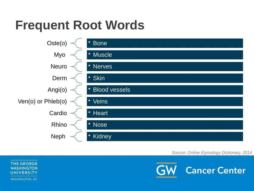Lesson 1: Medical Terminology Module 3: The Basics - slide 10 of 20