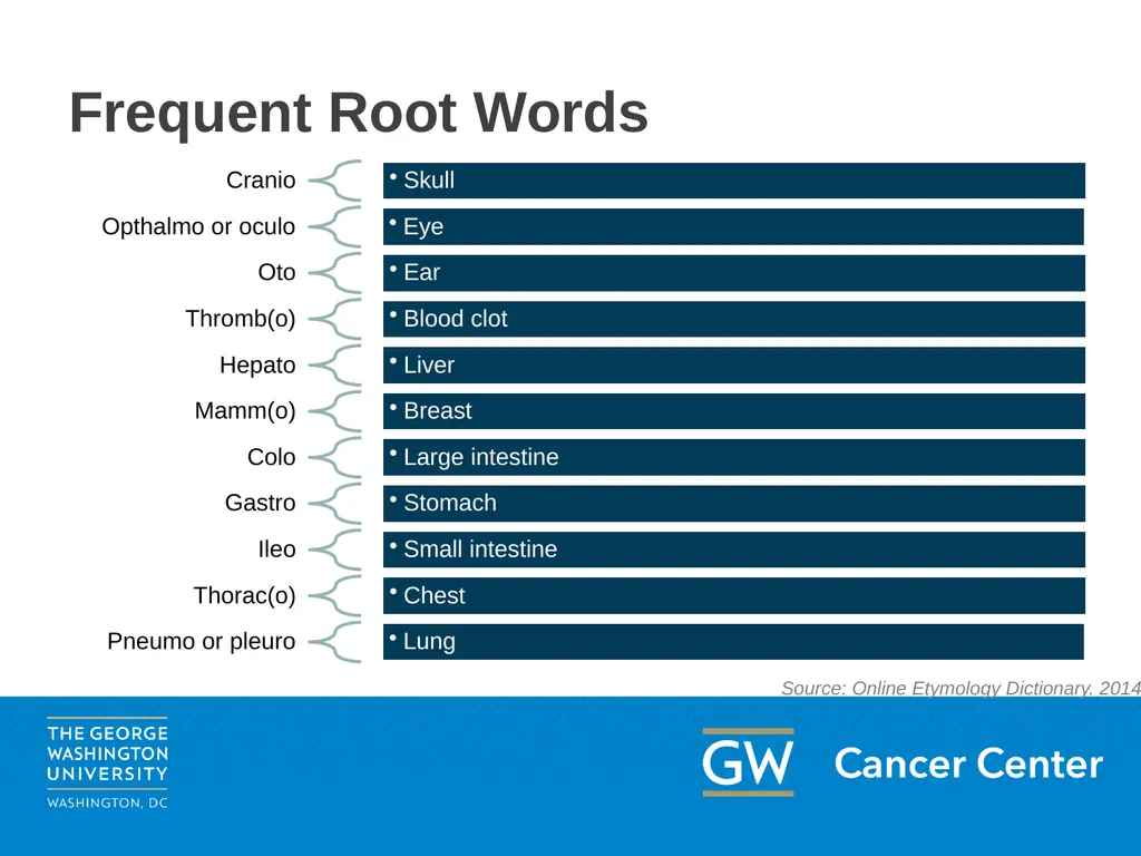 Lesson 1: Medical Terminology Module 3: The Basics - slide 11 of 20