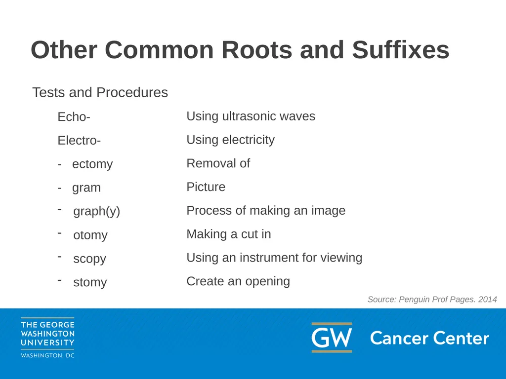 Lesson 1: Medical Terminology Module 3: The Basics - slide 13 of 20