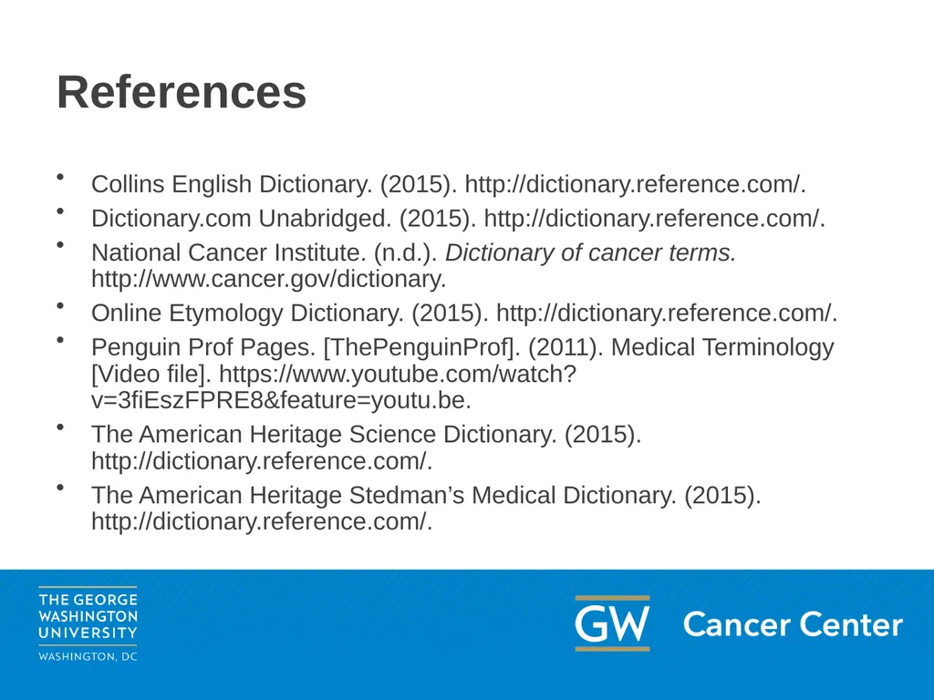 Lesson 1: Medical Terminology Module 3: The Basics - slide 19 of 20