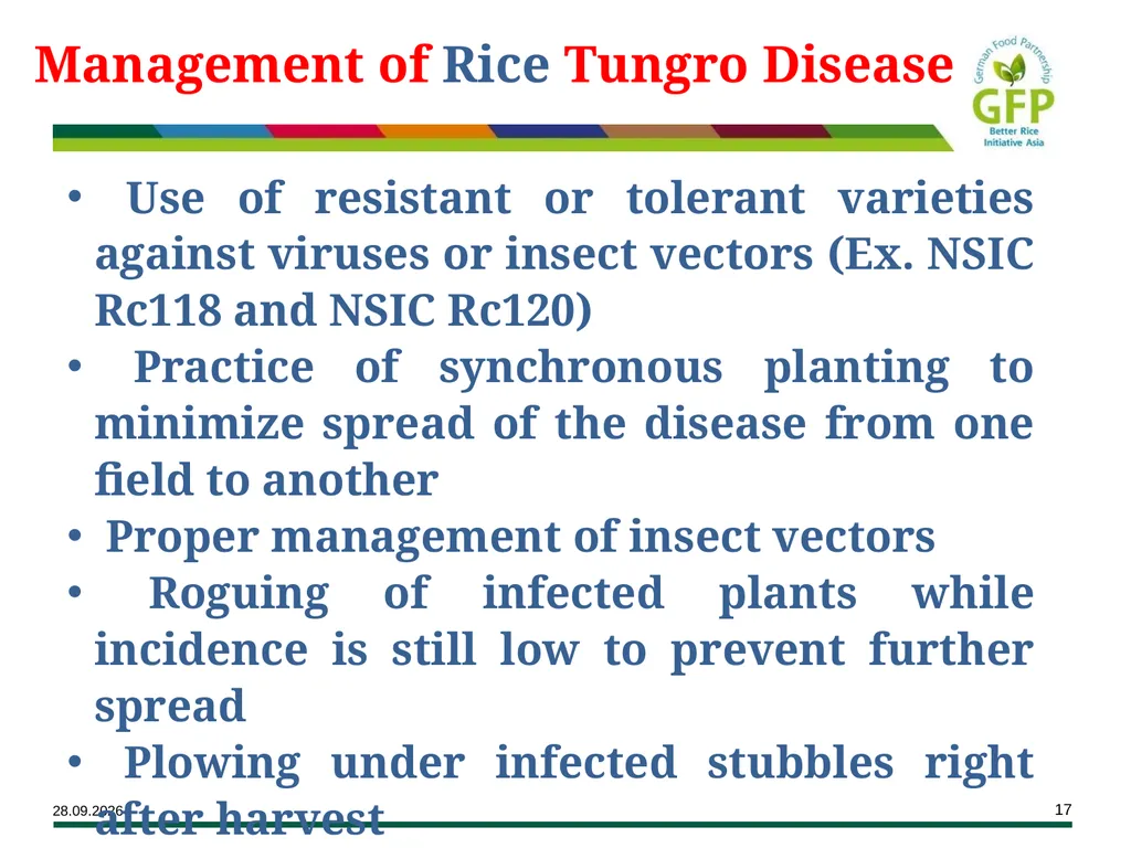 Major Rice Diseases and their Management Learning - slide 17 of 33