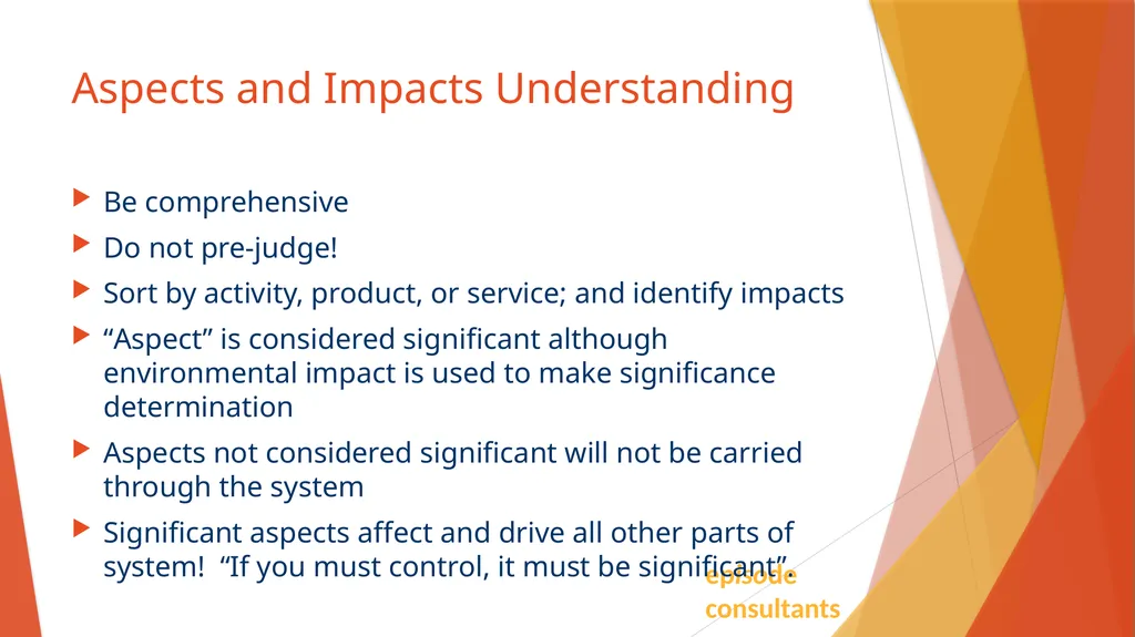 ISO 14001:2015 Identifying Aspects And Impacts - slide 13 of 14
