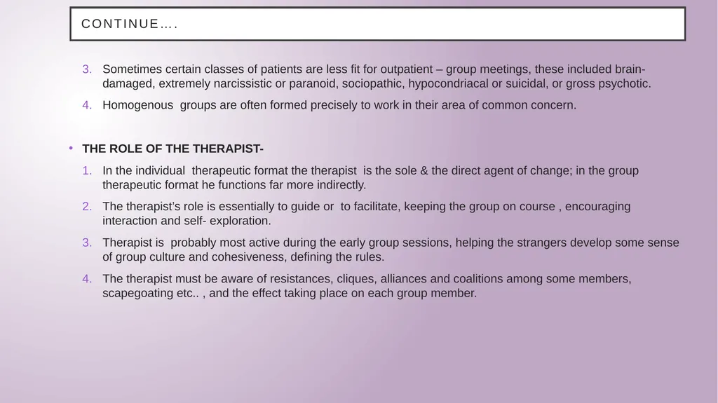 Group therapy M.A. Fourth Semester - slide 6 of 23