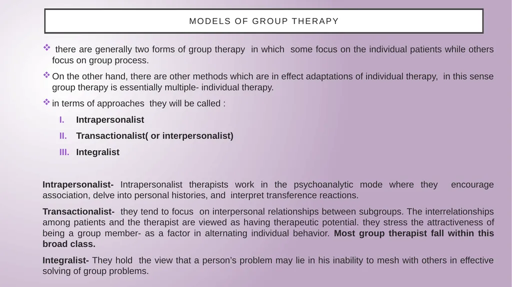 Group therapy M.A. Fourth Semester - slide 4 of 23