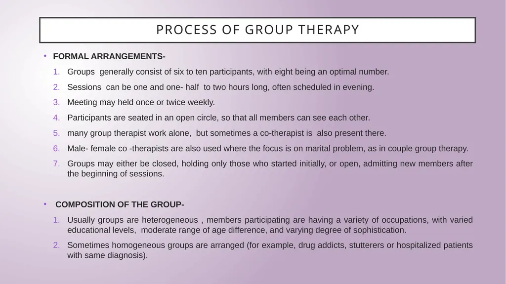 Group therapy M.A. Fourth Semester - slide 5 of 23