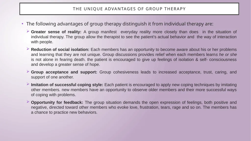 Group therapy M.A. Fourth Semester - slide 7 of 23