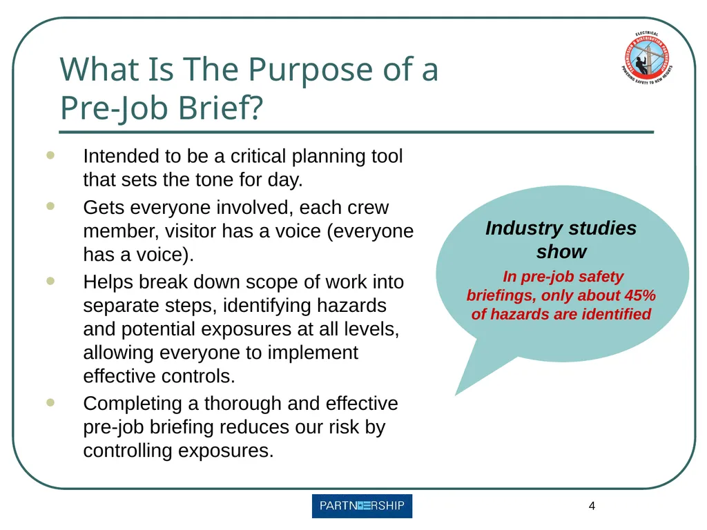 Pre-Job Briefings Continuing Education First - slide 4 of 12