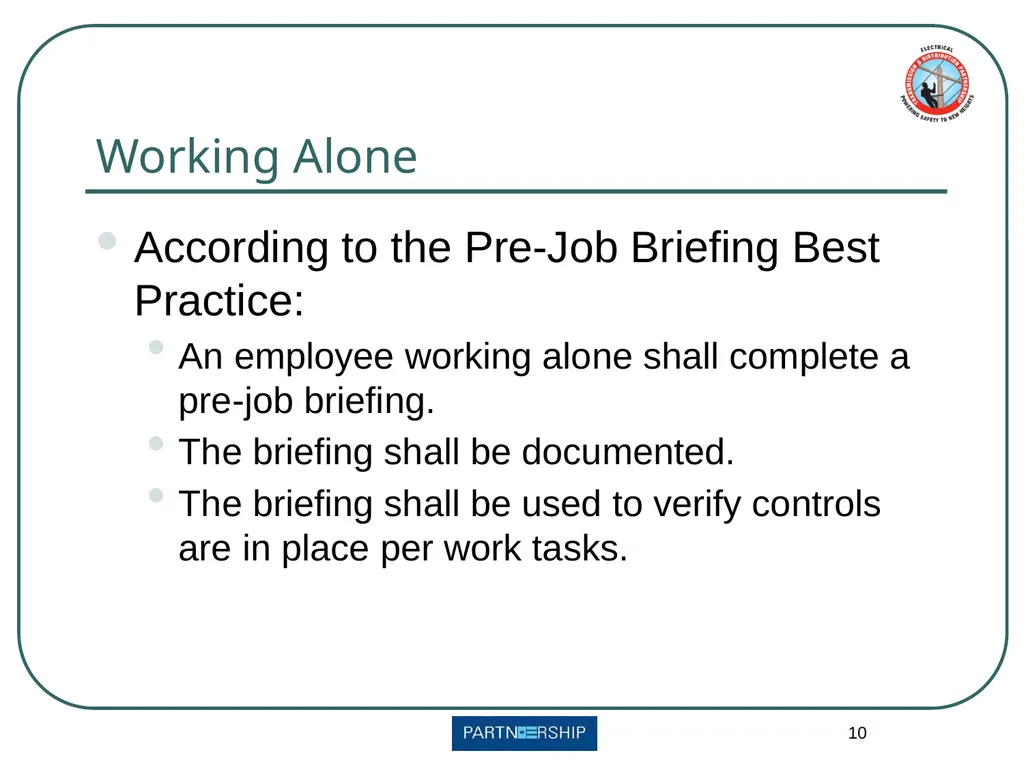 Pre-Job Briefings Continuing Education First - slide 10 of 12