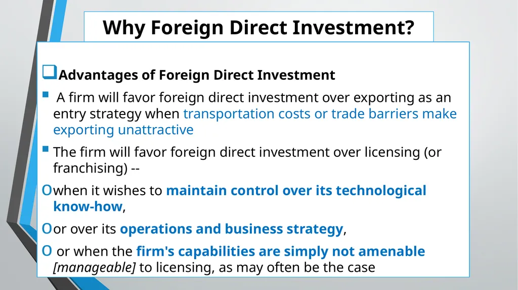 Foreign Direct Investment (FDI) Lesson 05 Chapter - slide 12 of 29