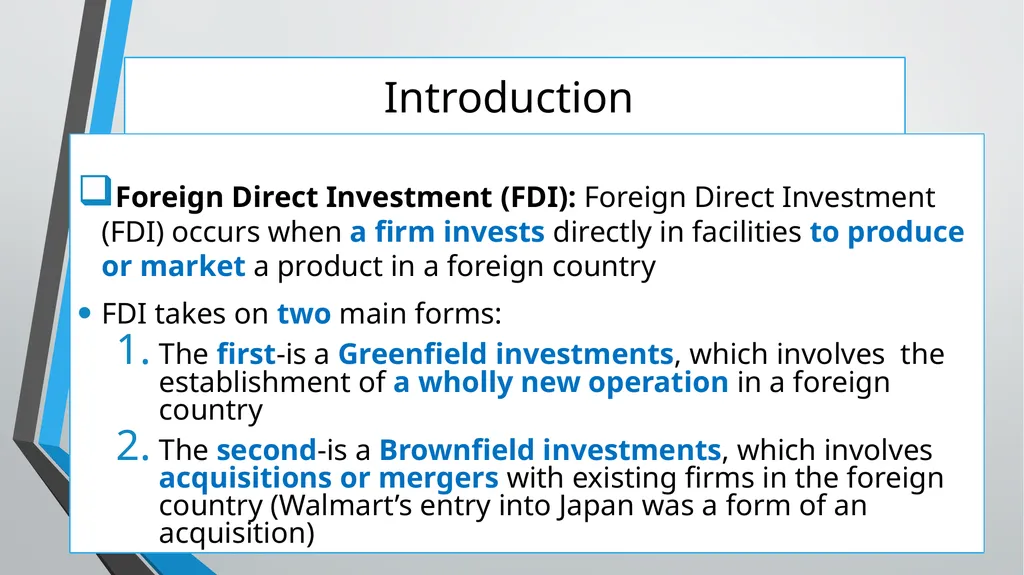Foreign Direct Investment (FDI) Lesson 05 Chapter - slide 4 of 29
