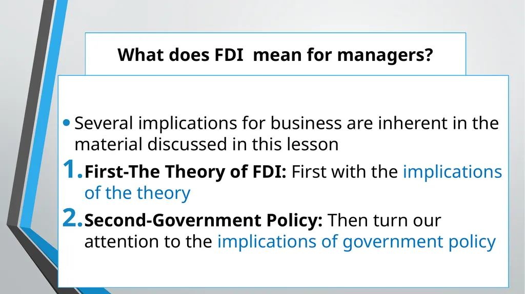 Foreign Direct Investment (FDI) Lesson 05 Chapter - slide 20 of 29