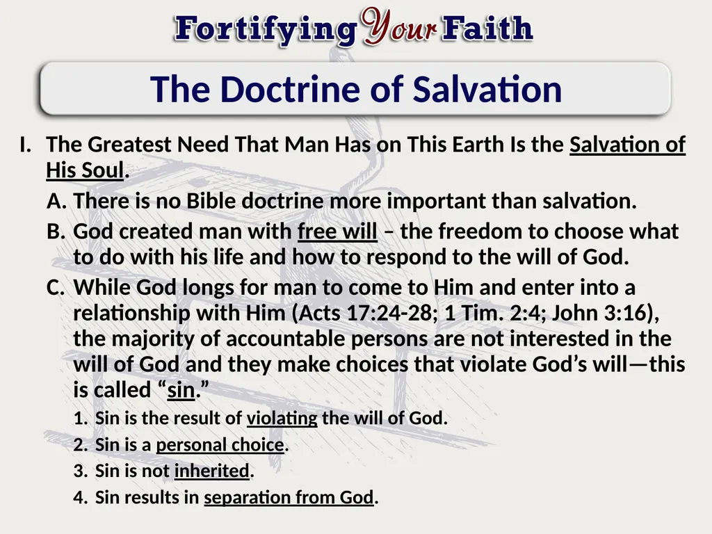 Lesson 19: The Doctrine of Salvation The Doctrine - slide 2 of 14