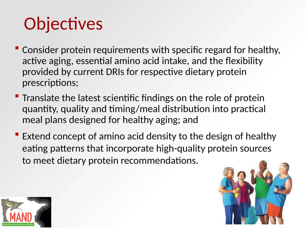 Protein Recommendations for Healthy Aging: - slide 3 of 39