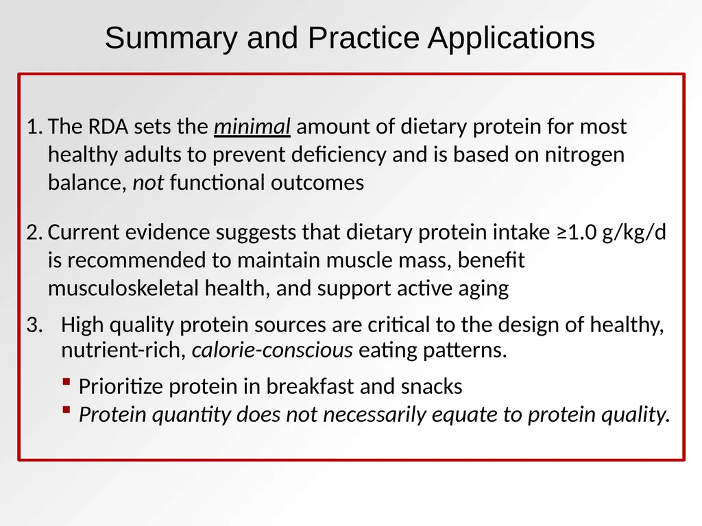 Protein Recommendations for Healthy Aging: - slide 38 of 39