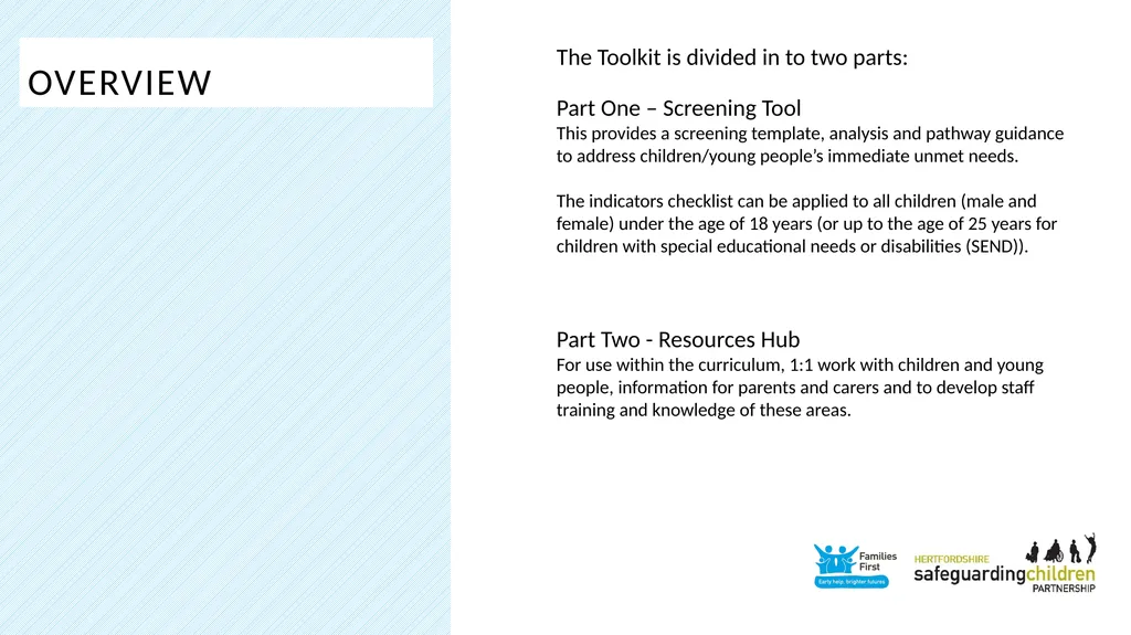 Part one: Screening tool Practitioner Toolkit To - slide 4 of 27