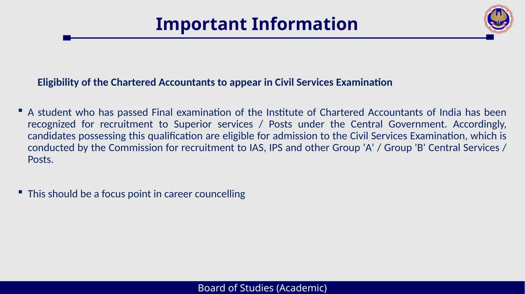 Board of Studies (Academic) An Overview The - slide 51 of 54