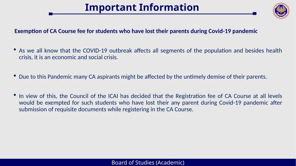 Board of Studies (Academic) An Overview The - slide 52 of 54