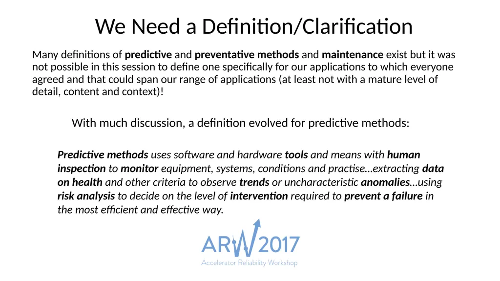 Breakout session Early Fault Detection and - slide 3 of 7