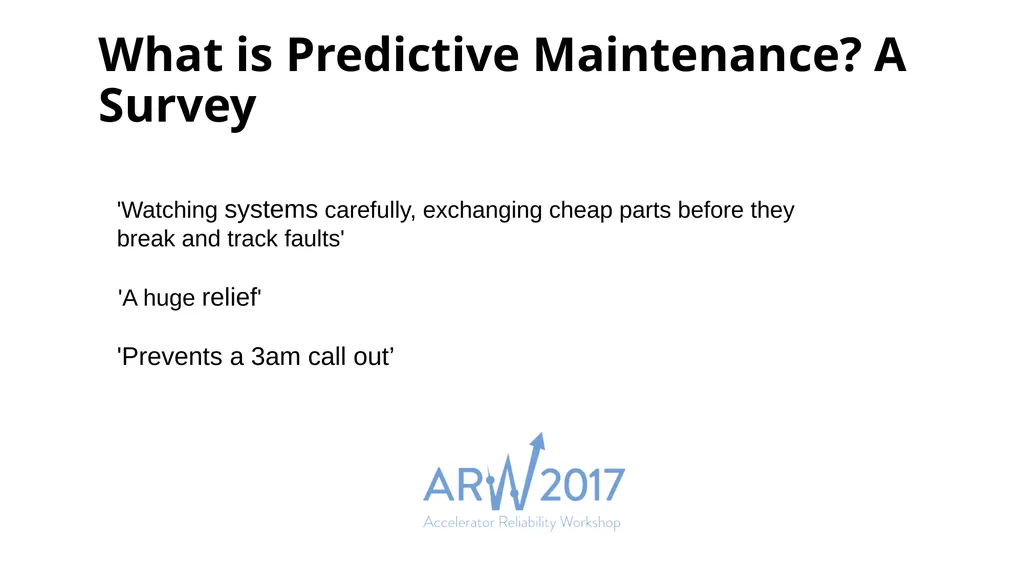 Breakout session Early Fault Detection and - slide 2 of 7