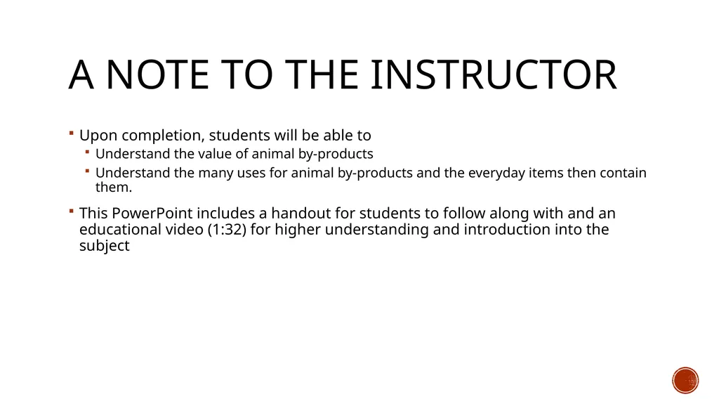 A note to the instructor Upon completion, students - slide 1 of 16